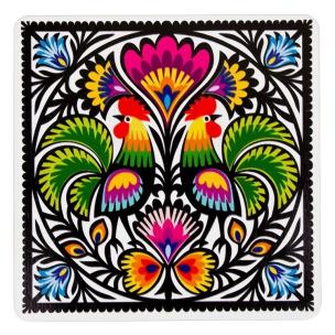 Opakowanie Podkładka drewniana - dwa koguty białe tło