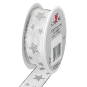 Opakowanie Wstążka 2mx25mm Gwiazdy srebrne