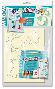 Opakowanie Farby do szyb 6 kolorów + 2 szablony