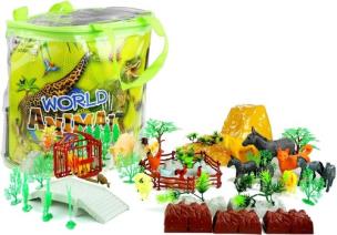 Opakowanie Figurki zwierząt w torebce zagroda 100 elementów