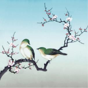 Opakowanie Karnet kwadrat z kopertą Plum Blossom Birds