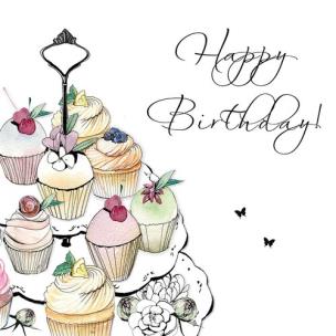 Opakowanie Karnet Swarovski kwadrat Urodziny babeczki