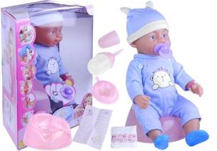 Opakowanie Lalka Bobas Pije + Siusia + Akcesoria Błękitna
