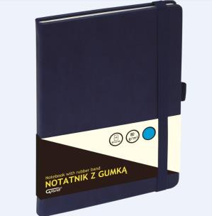 Opakowanie NotatnikA5/80K linia z gumką granatowy GRAND