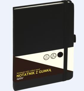 Opakowanie NotatnikA5/80K linia z gumką czarny GRAND