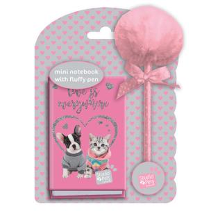 Opakowanie Notesik z długopisem z pomponem Studio Pets