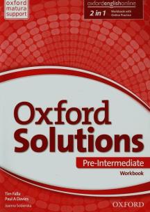 Oxford Solutions Pre-Intermediate Ćwiczena 2015. Autor: Tim Falla i Paul A. Davies, Joanna Sobierska. Multiszop.pl Okładka książki Oxford Solutions Pre-Intermediate Ćwiczena 2015