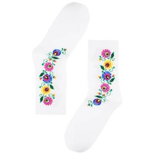 Opakowanie Skarpety damskie -roz. 35-37 kwiaty łowickie biale