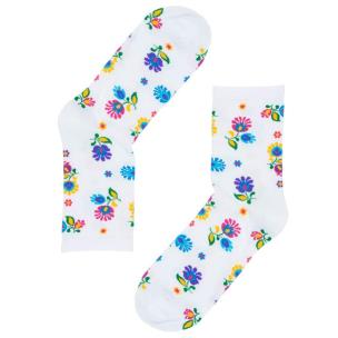 Opakowanie Skarpety damskie - roz.38-40 łowickie kwiaty białe