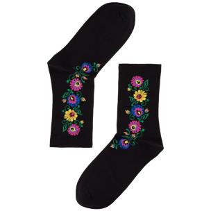 Opakowanie Skarpety damskie-roz. 38-40 kwiaty łowickie czarne