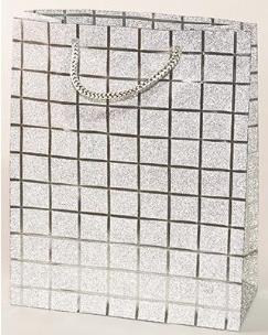 Opakowanie Torebka prezentowa M srebrna krata 0287-01