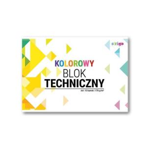 Opakowanie Blok techniczny kolorowy A4/10K (10szt) STRIGO