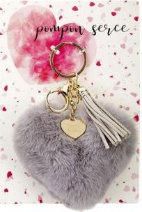 Opakowanie Brelok - pompon serce. Kocham (szare)