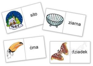 Opakowanie Domino logopedyczne wyrazowo - obraz. Ś, Ź, Ć, DŹ