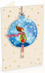 Opakowanie Karnet C6 naklejany + koperta Święta Kobieta i bombka