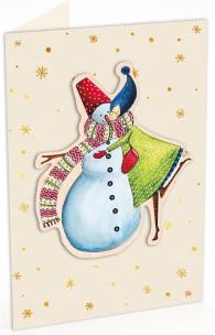 Opakowanie Karnet C6 naklejany + koperta Święta Kobieta z bałwanem