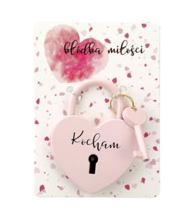 Opakowanie Kłódka miłości różowa z hasłem Kocham
