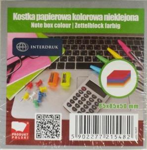 Opakowanie Kostka papierowa kolorowa 85x85x50 mm nieklejona