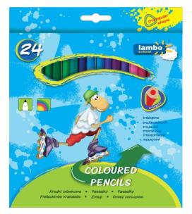 Opakowanie Kredki Lambo School trójkątne 24 kolory opakowanie kartonowe  L322K24 GC