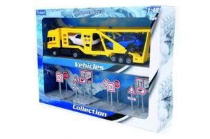 Opakowanie Laweta z naczepą + znaki 1:48 żółty