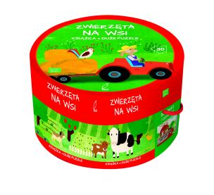 Okładka książki NA WSI KSIĄŻKA Z PUZZLAMI W PUDEŁKU