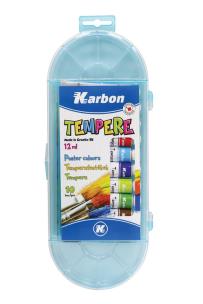 Opakowanie Farby Tempera 12ml 10 kollorów na palecie KARBON