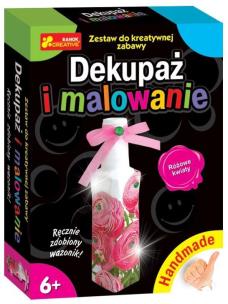 Opakowanie Handmade - Dekupaż i malowanie. Różowe kwiaty