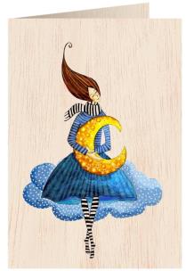 Opakowanie Karnet drewniany C6 + koperta Kobieta na obłoku