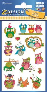 Opakowanie Naklejki brokatowe - Sowy