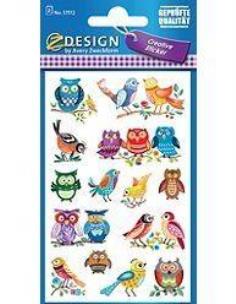 Opakowanie Naklejki papierowe - sowy, ptaki