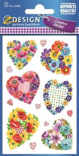 Opakowanie Naklejki z kwiatami - Serca
