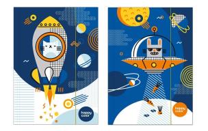 Opakowanie Teczka Space Kot/Królik A4 HAPPY COLOR