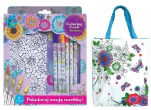 Okładka książki Torba kwiaty - do kolorowania + 6 markerów STnux