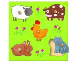 Opakowanie Układanka drewniana z uchwytami - Farma