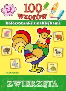 Okładka książki 100 wzorów - kolorowanki z naklejkami. Zwierzęta