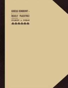 Okładka książki Kodeks honorowy i reguły pojedynku