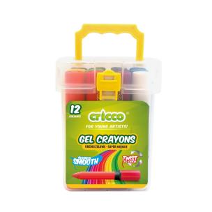 Opakowanie Kredki żelowe Twist 12 kolorów wiaderko CRICCO