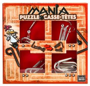 Łamigłowki metalowe 4 sztuki Puzzle-mania zestaw czerwony. Wydawca: Eureka BVBA. Multiszop.pl Opakowanie Łamigłowki metalowe 4 sztuki Puzzle-mania zestaw czerwony
