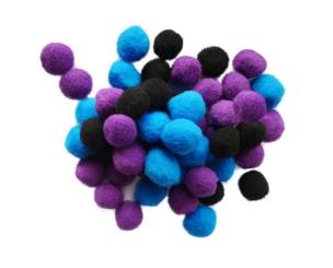Opakowanie Zestaw Pomponów czarne, niebieskie, fioletowe 50