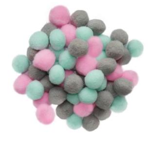 Opakowanie Zestaw Pomponów różowe, morskie, szare 50 szt.