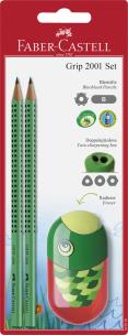 Opakowanie Grip 2001 Set 2Xołówek+Temperówka Animal z gumką Blister Faber-Castell