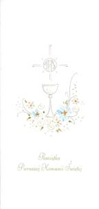 Opakowanie Karnet Komunia Kielich niebieski MAK