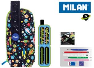 Opakowanie Multipiórnik MILAN owalny z 4 piórnikami SH czarny wzorki