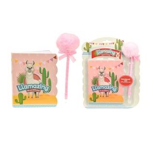 Opakowanie Notes z lamą z długopisem z pomponem Llamazing