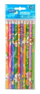 Opakowanie Ołówek Lambo School fantazyjny z kolorową gumką etui 10 sztuk