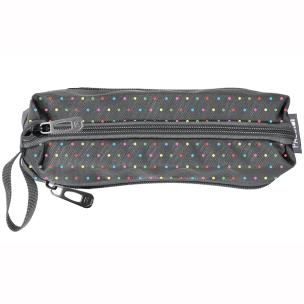 Opakowanie Piórnik trzykomorowy w kropki szary