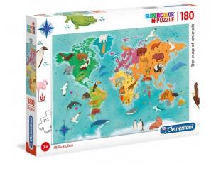 Opakowanie Puzzle Supercolor 180 The map of animals