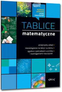 Tablice matematyczne GREG. Autor: Beata Prucnal, Piotr Gołąb, Piotr Kosowicz. Multiszop.pl Okładka książki Tablice matematyczne GREG