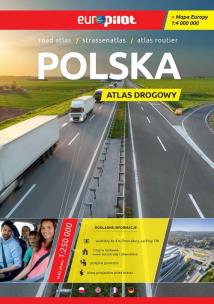 Okładka książki Atlas drogowy Polska  1:250 000 z mapą Europy