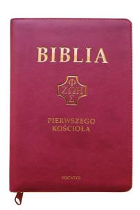 Okładka książki Biblia Pierwszego Kościoła purpurowa ze złoceniem